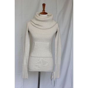 ANTHRO Sleeping on Snow Cowl Neck Tunic Top, Cream